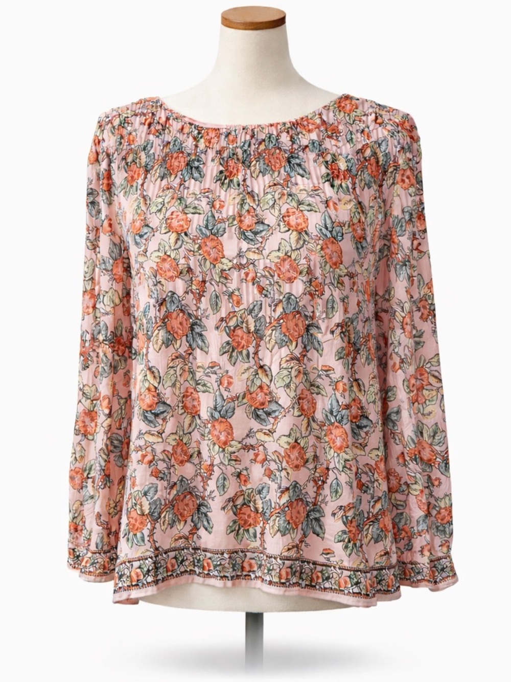 Max Studio Women's Floral Boatneck Top Blush Pink S NWT